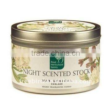 Home Scented Soy Candle in tin container with lid