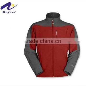 red and grey softshell jacket custom with puller