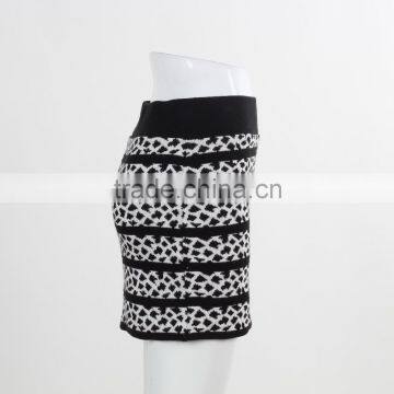 F5S43013 New Arrival Contrast Waistband Knit Skirt Women Stripe Mini Skirt photo-3