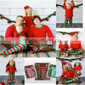 hot sale! in-stock item trade assurance service long sleeve striped christmas pajamas family wholesale