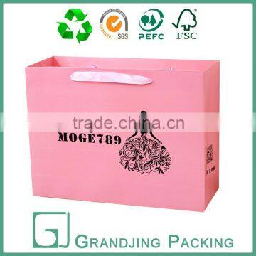 Pink color elegant packaging paper bag for dress