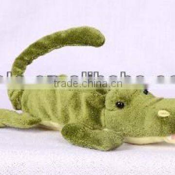 Rolling & laughing mini crocodile, light control animated stuffed animal plush toy