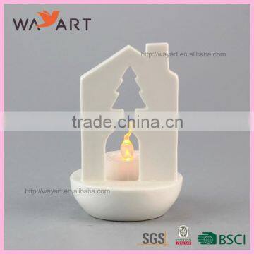 House Shape White Ceramic Christmas Candle Jars