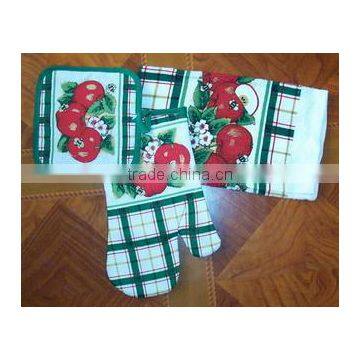 3 pcs pigment print cotton kitchen set