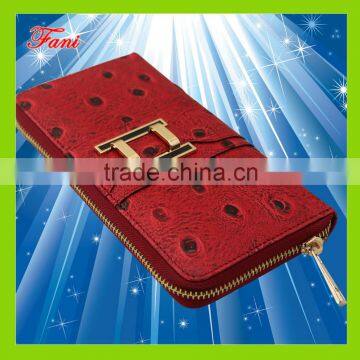 2015 fashion ostrich leather wallet for lady