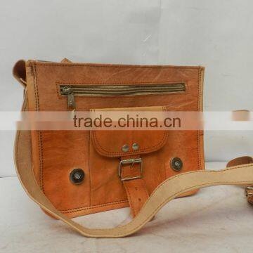 Vintage Leather Messenger Bag With Hand Crafted Embroidery photo-3