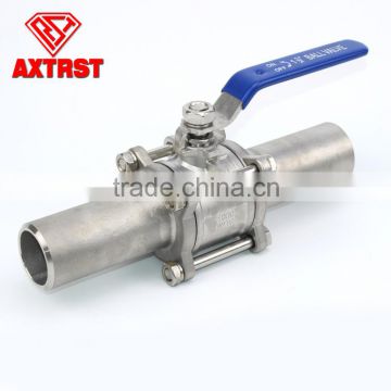 3pc extended welding floating ball valve with handles