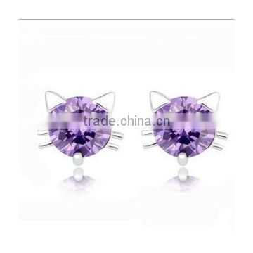 cute cat shape natural pure amethyst stone bead gemstone beautiful earring designs for women