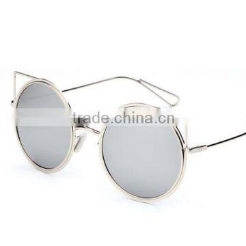 Metal Cat's Eye Round Box Retro Sunglasses photo-3