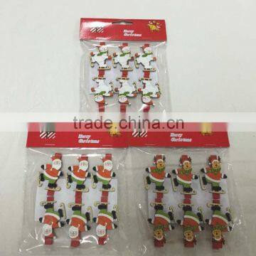 Christmas Wooden mini crafts peg with Snowman/Santa Claus/elk small patch decoration clips GIFTS