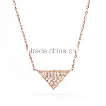 Rose gold triangle shaped rhinestone necklace designs for ladies suit