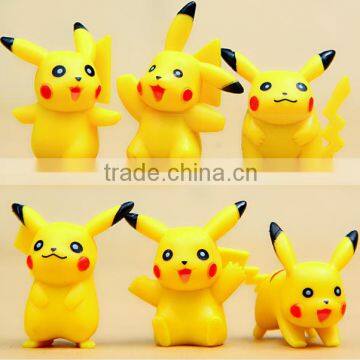 one set lovely pikachu japanese action figure,hot selling cartoon character action plastic toys,OEM by China manufacturer