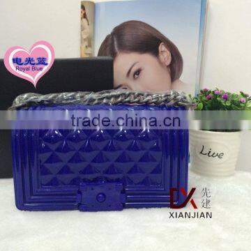 Hot Sale!!! Quilted Chain Candy Silicone Jelly Sling Bag (BGJB017)