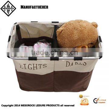 Foldable Bin Bags Section Basket Double Laundry Sorter Hamper Light & Dark photo-3
