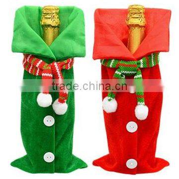 Christmas Holiday Velour Santa Wine Liquor Bottle Cover Bag Decoration