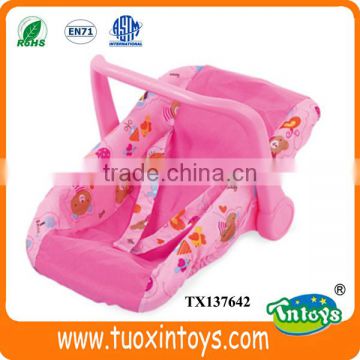 Plastic pink baby basket doll carrier bed