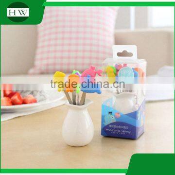 Silicone Stainless Steel Ceramic Tableware Cartoon Sea Animal Fruit Fork Set photo-5