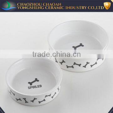 Hot sale ceramic bone decal dog bowl