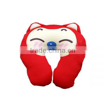 Hot Sale Sewing Stuffed Cotton Red Smiley U Shape Pillow