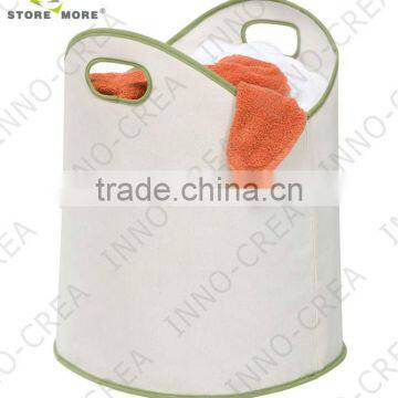 Large Load Canvas Laundry Basket, White/Green photo-2