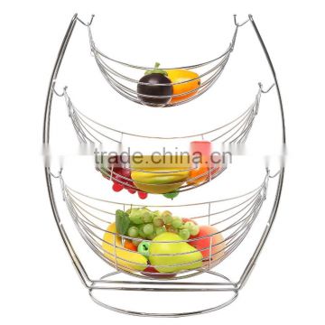 3 Tier Chromed Fruit Storage Metal Basket Rack