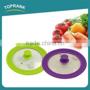 Custom Size Color Kitchen Cooking Lids Universal Silicone Edge Glass Pot Lid photo-2
