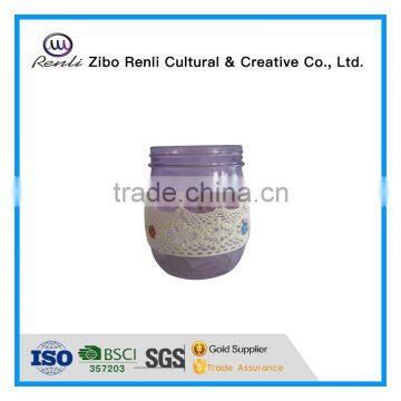 Set of 4 Purple Elegant Wholesale Glass Jars for Candle With Decoration photo-3