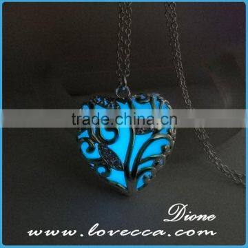 Personalized Heart Locket Glow in the Dark Necklace photo-2