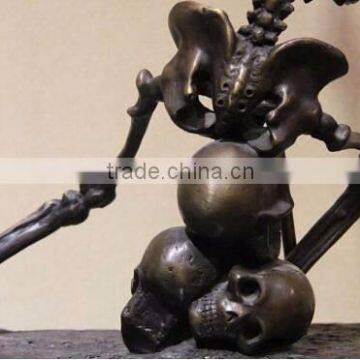 Antique Bronze Skeleton Sculpture Resin Soldier Warrior Statues photo-4