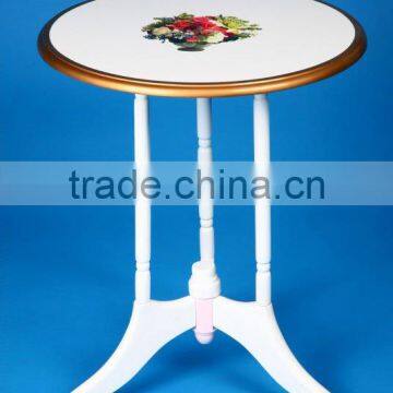 Factory supply wooden white coffee table with golden edge
