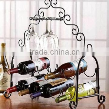 Metal Tabletop Wine Rack Holds 10 Bottles Vino Kitchen Bar Lounge Accent Decor