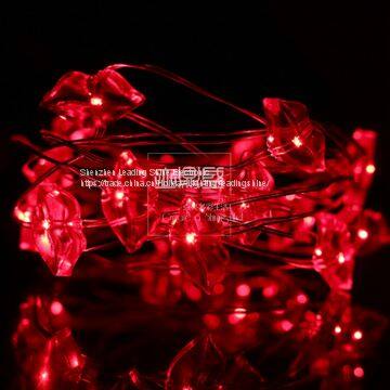 red lips red light battery operated silver wire low voltage high brightness night light decoration home holiday lights
