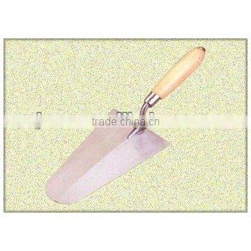 carbon steel bricklaying trowel with metal end wooden handle