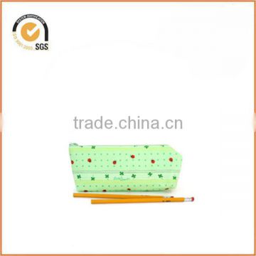 Pencil Pouch / Back to School / Zipper Pencil Bag in Clovers and Ladybugs on Green By Chiqun Donggaun CQ-H03005