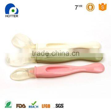 Hot Sell Baby Products Various Color Lovely Design Flexible Silicone Baby Training Spoon photo-3