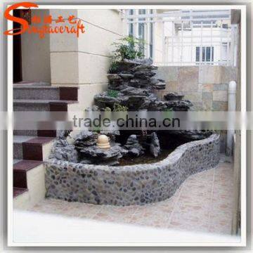 Latest design fiberglass rock waterfall artificial rock waterfall for garden and home decor made in China