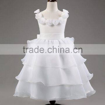 Retail Girl Lace Dress Ruffle Layers Little Girl Princess Party Dress Rose Collar Baby Girls Gauze Evening Dresses Christening photo-2