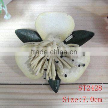 Cheap wholesale custom real touch leather roasted flower for shoes decoration
