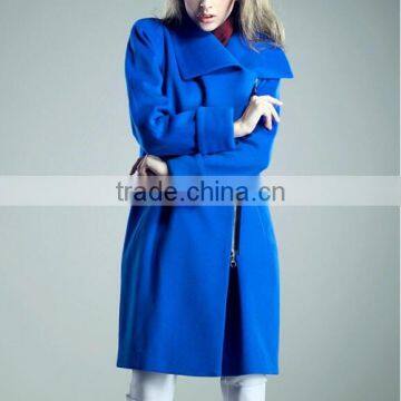 2015 ladies quality coat long sleeve woman oem wholesale factory wool/polyester coat