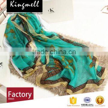 Green Digital Printed Silk Chiffon Shawl for Ladies in Spring and Summer photo-4
