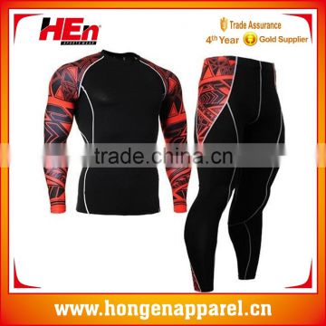 Hongen apparel 2016 Wholesale custom printed compression mma rash guard Lycra Short Sleeve Rash Guard