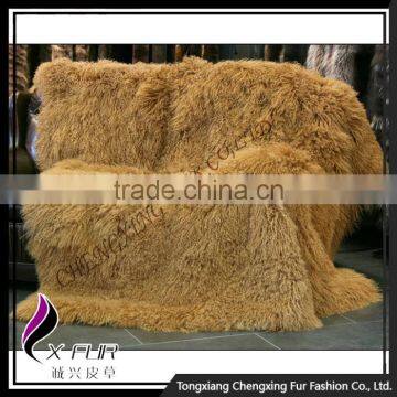 CX-D-23D Home Customize Design Genuine Mongolian Lamb Fur Blanket photo-2