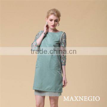 2015 New Causal 100% Cotton Three Quarter Sleeve Latest Casual Gaon Dress photo-3