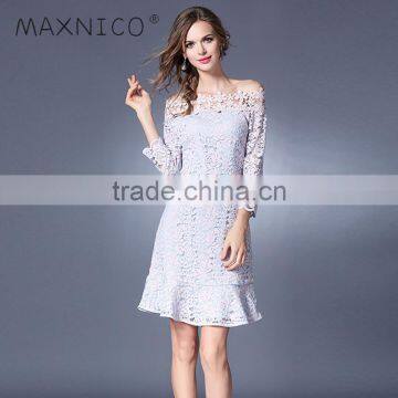 Maxnegio off-the-shoulder lace dress for ladies