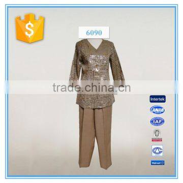 ladies formal embroidery with sequins pant suit