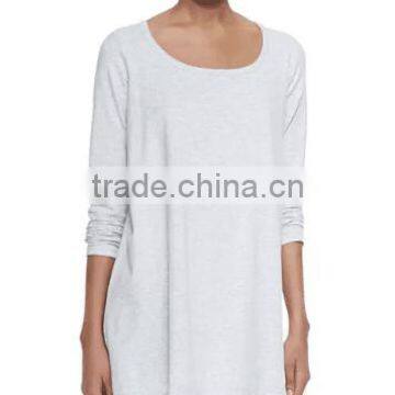 Scoop Neckline Longline Women's Tees/Hem Falls to Upper Thigh Loose Fit t Shirt for Ladies photo-4