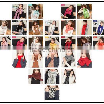 Winter Lady and Women or Girls Fashion Pure Color New Pink Knitting Scarf Factory photo-6