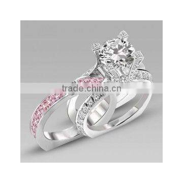 Trendy Fashion Wholesale Fine Jewelry Romantic cz Diamond Engagement Wedding Ring Set photo-2