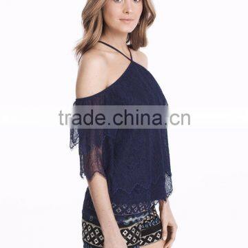 MGOO 2017 Summer Fashion Lace Top Thin T Shirt Trim Off Shoulder Bardot Lace Woven Top photo-4