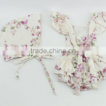 High Quality 100% Cotton Floral Pattern Baby Hat Girl Simple Cap With Easy Tie photo-3